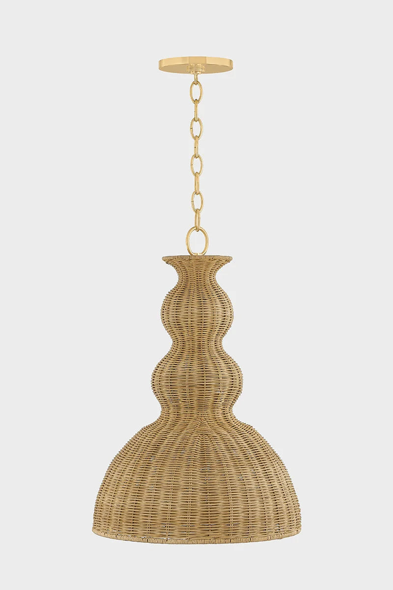 A Mia Coastal Rattan Woven Pendant Small