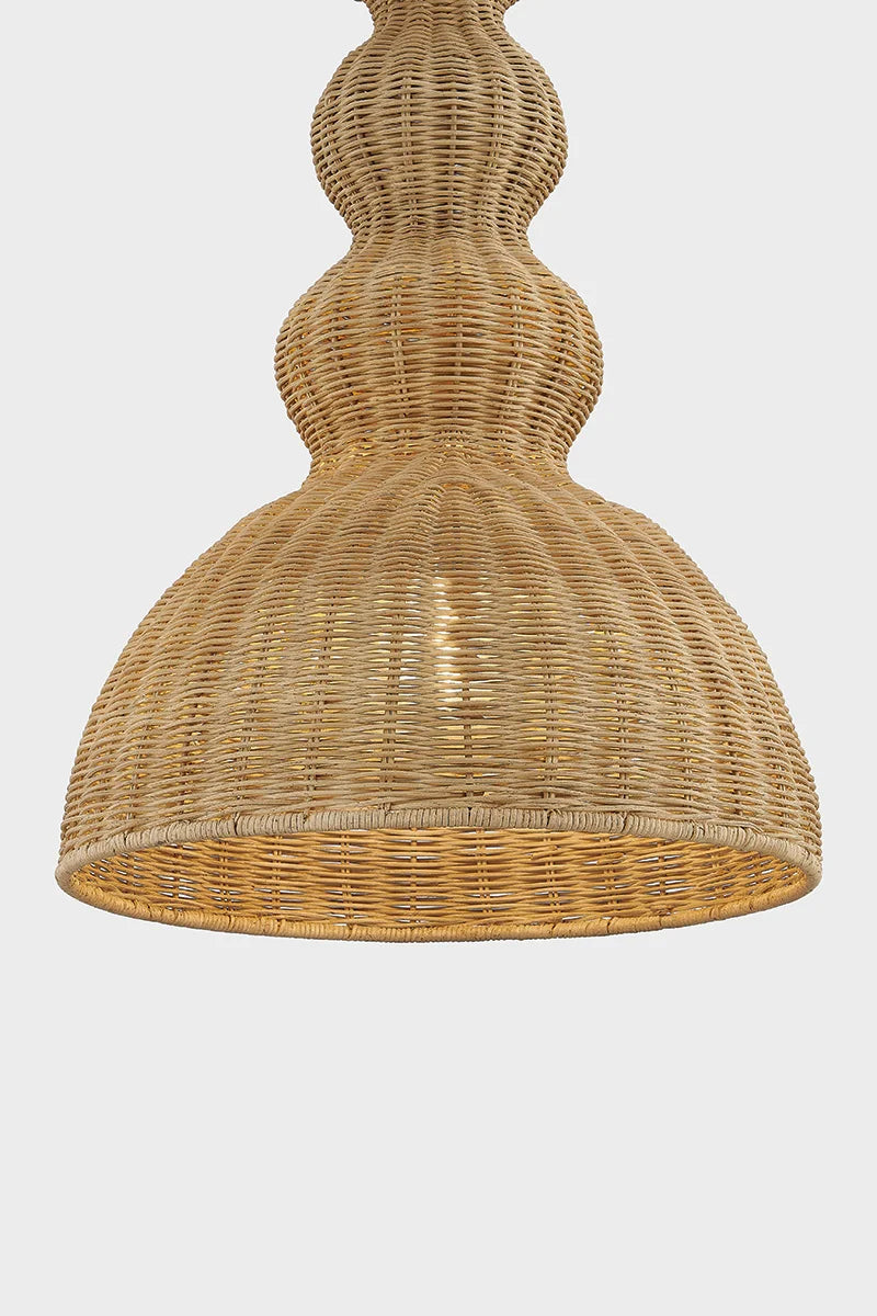 A Mia Coastal Rattan Woven Pendant Small