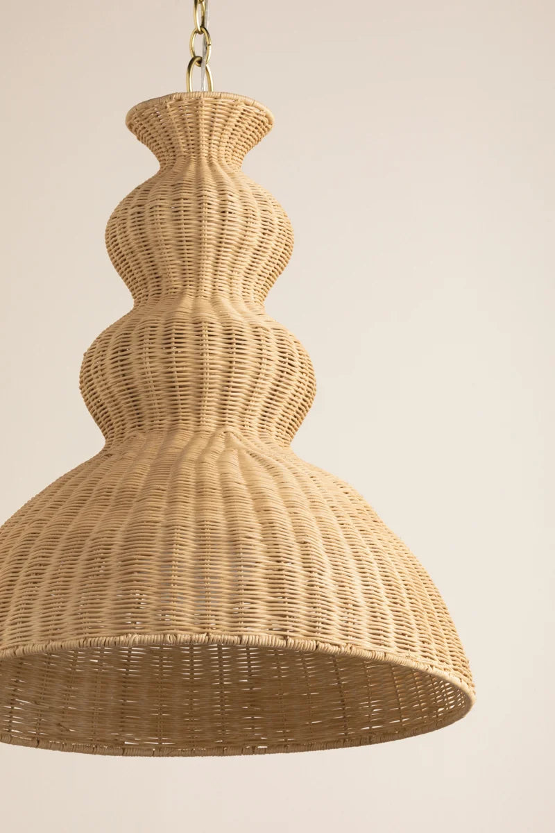 A Mia Coastal Rattan Woven Pendant Large