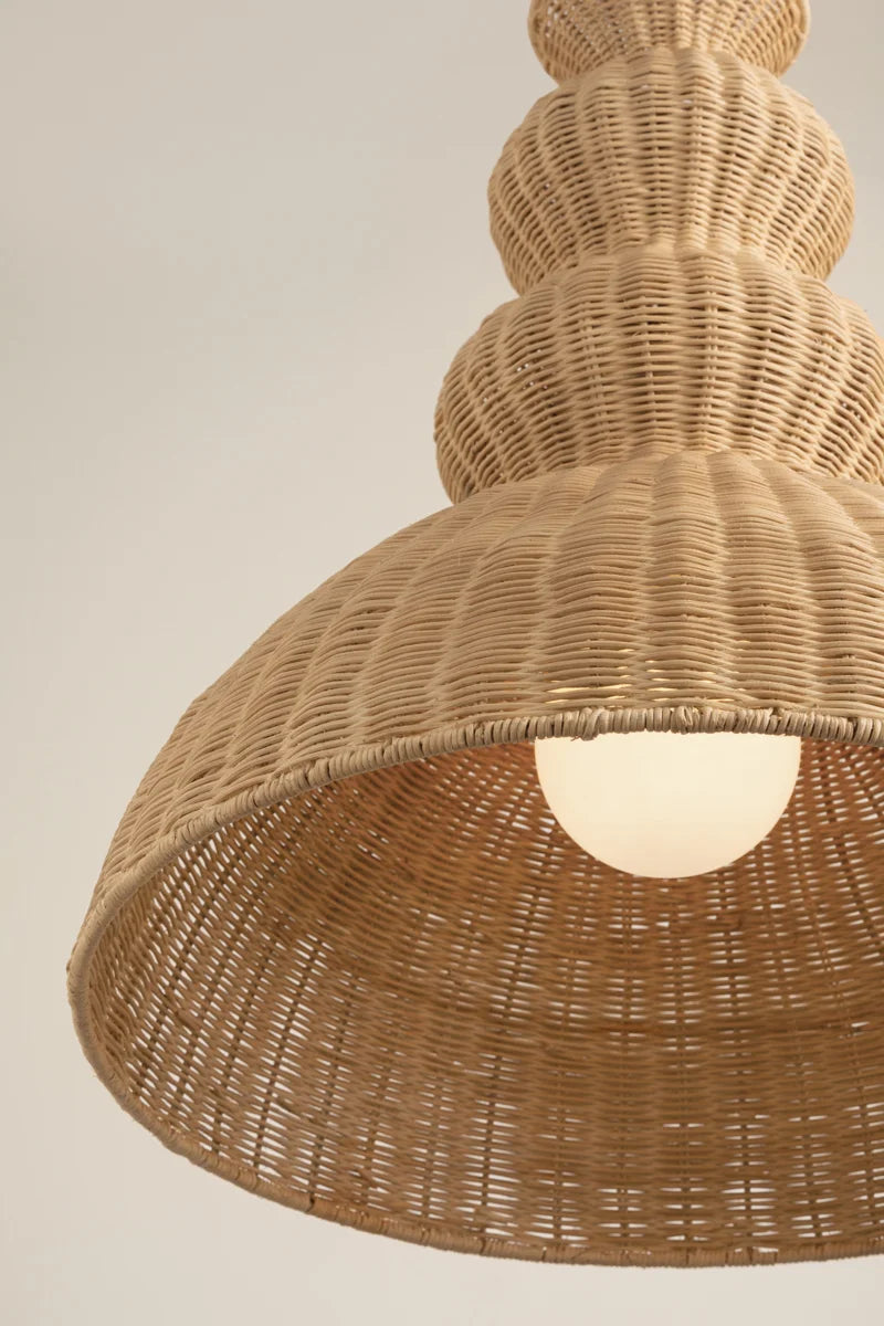 A Mia Coastal Rattan Woven Pendant Large