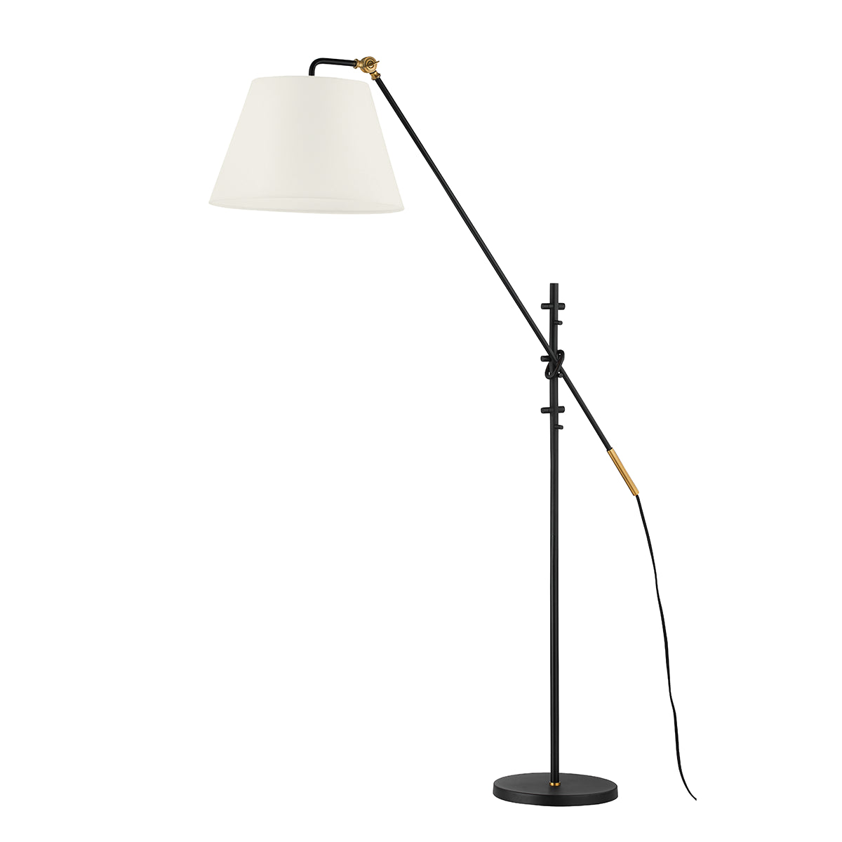 Beatrice Drum Shade Black and Brass Floor Lamp