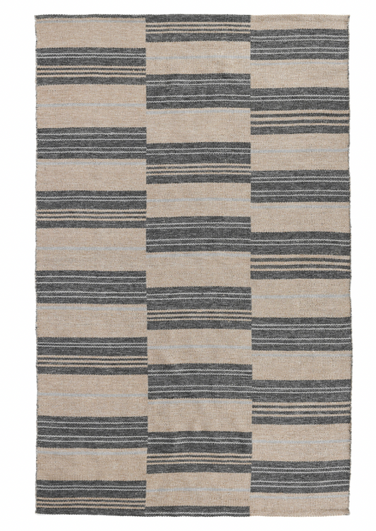 Outdoor Handwoven Charcoal Stripe Rug