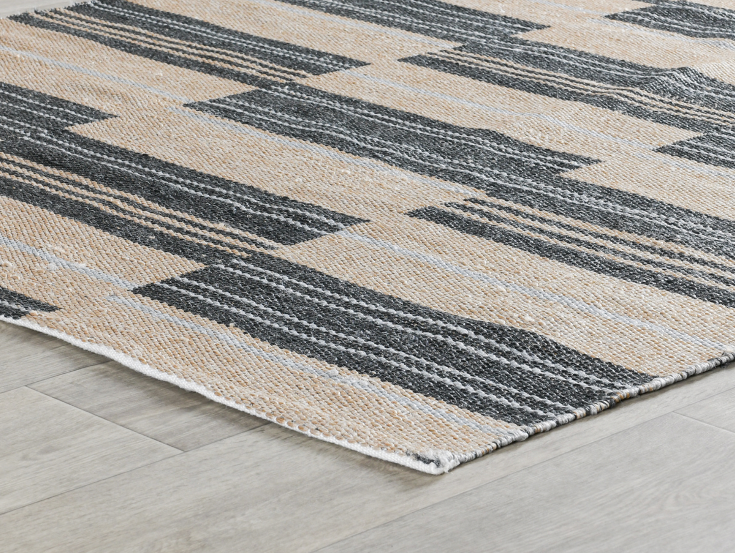 Outdoor Handwoven Charcoal Stripe Rug