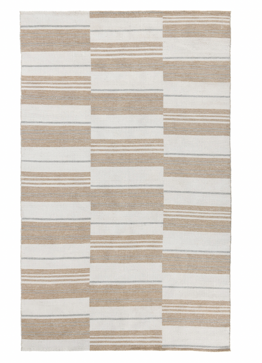 Outdoor Handwoven Ivory Multi Stripe Rug