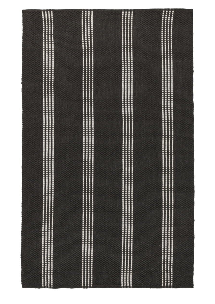 Performance Charcoal Ivory Stripe Outdoor Rug