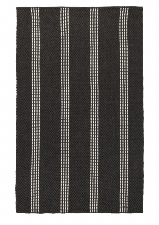 Performance Charcoal Ivory Stripe Outdoor Rug