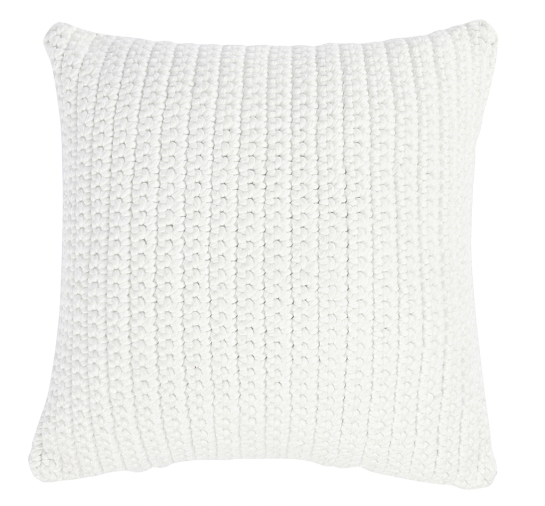 Outdoor White Handwoven Knitted Outdoor Pillow - Set of Two