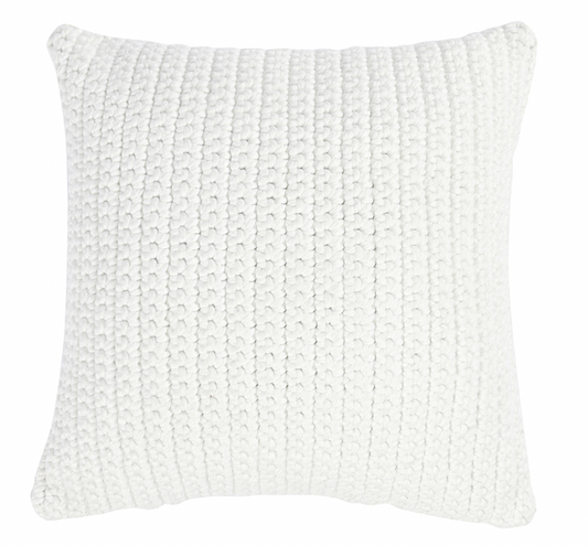 Outdoor White Handwoven Knitted Outdoor Pillow - Set of Two