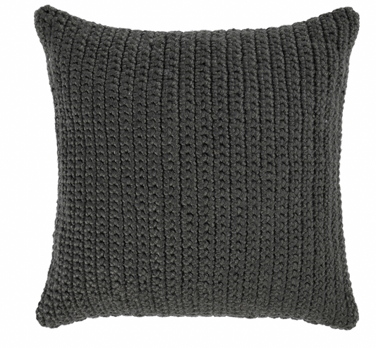 Dark Grey Handwoven Outdoor Pillow - Set of Two