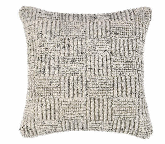 Checkered Texture Ivory Outdoor Pillow - Set of Two