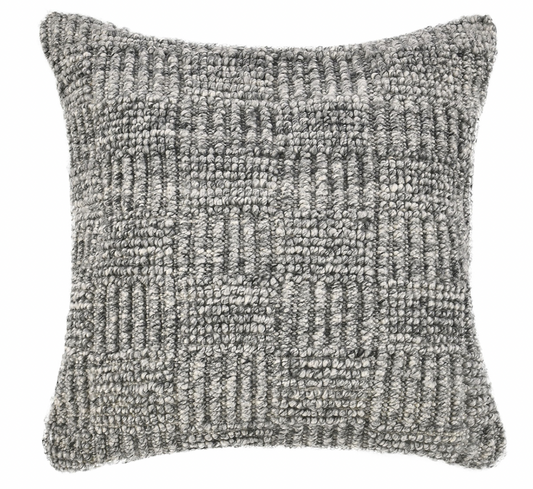 Checkered Textured Grey Outdoor Pillow - Set of Two