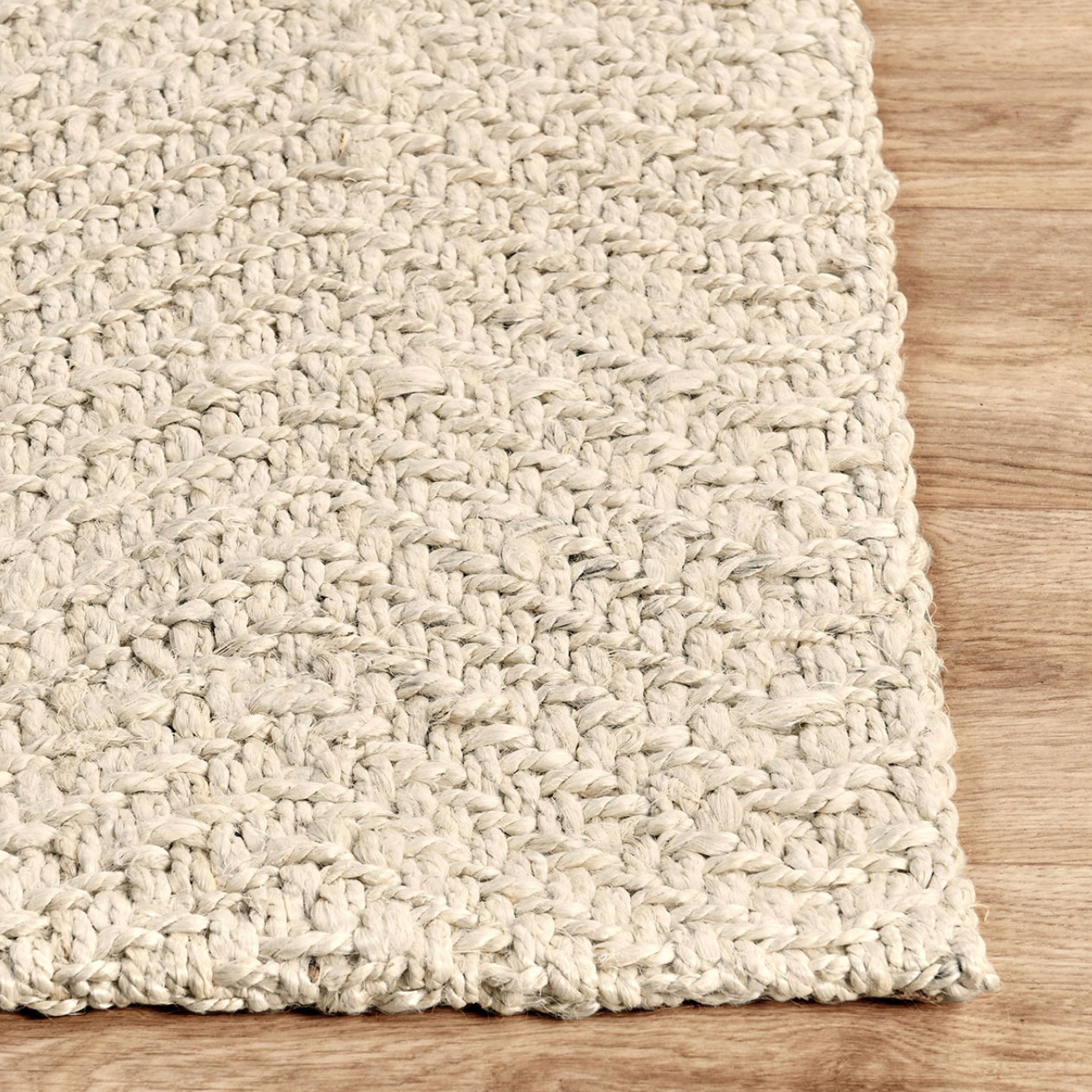 Herringbone Handwoven Jute Rug Ivory