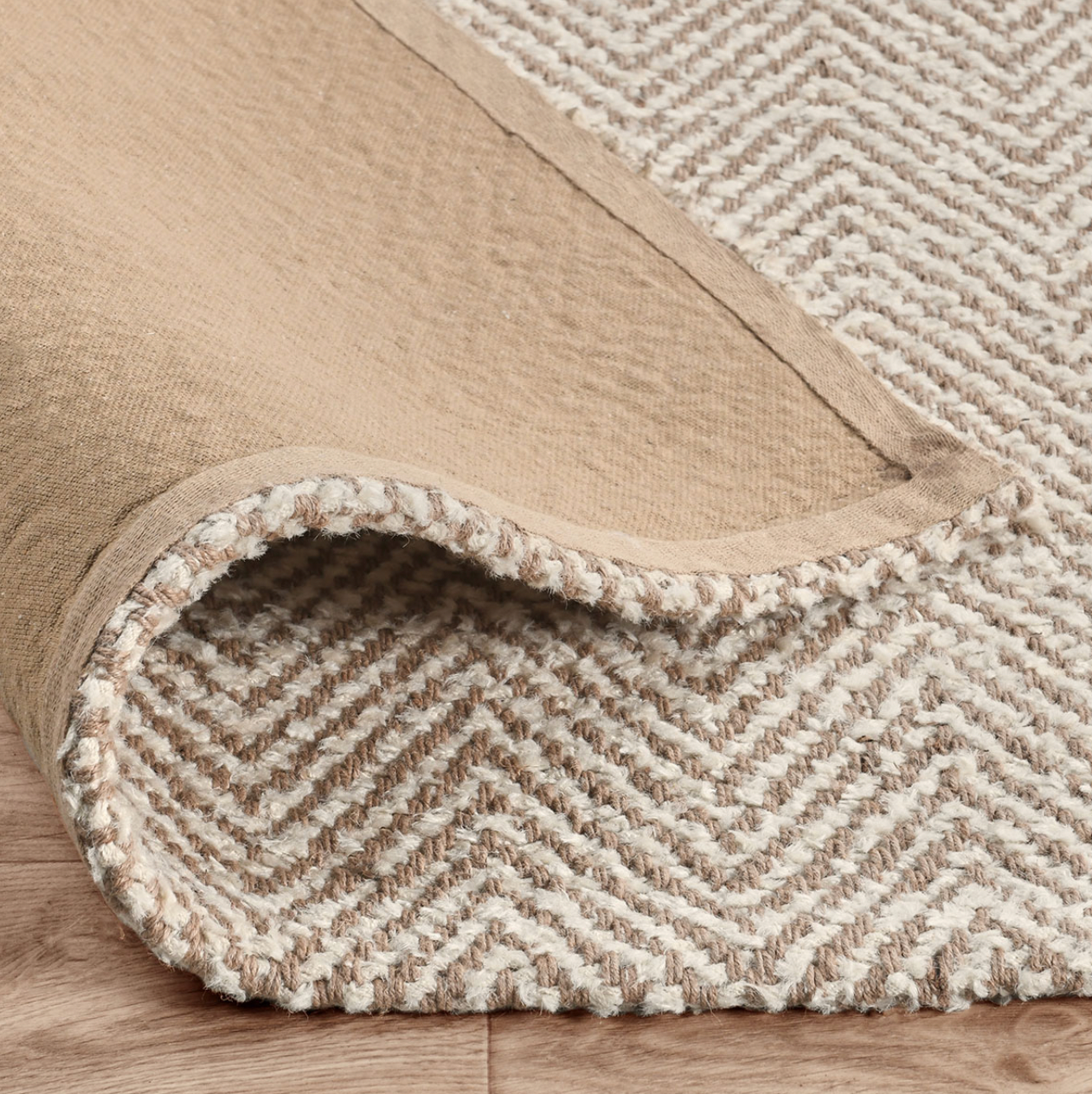 Herringbone Chenille Jute Rug Ivory Natural