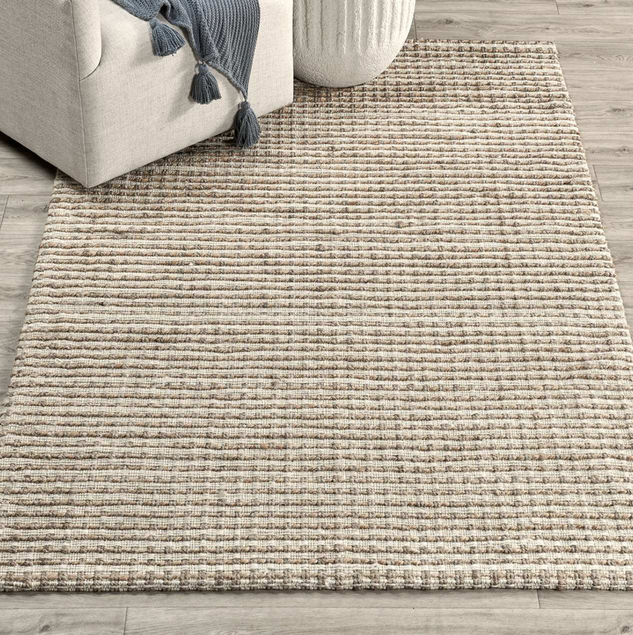 Surf City Handwoven Jute Rug Ivory Natural