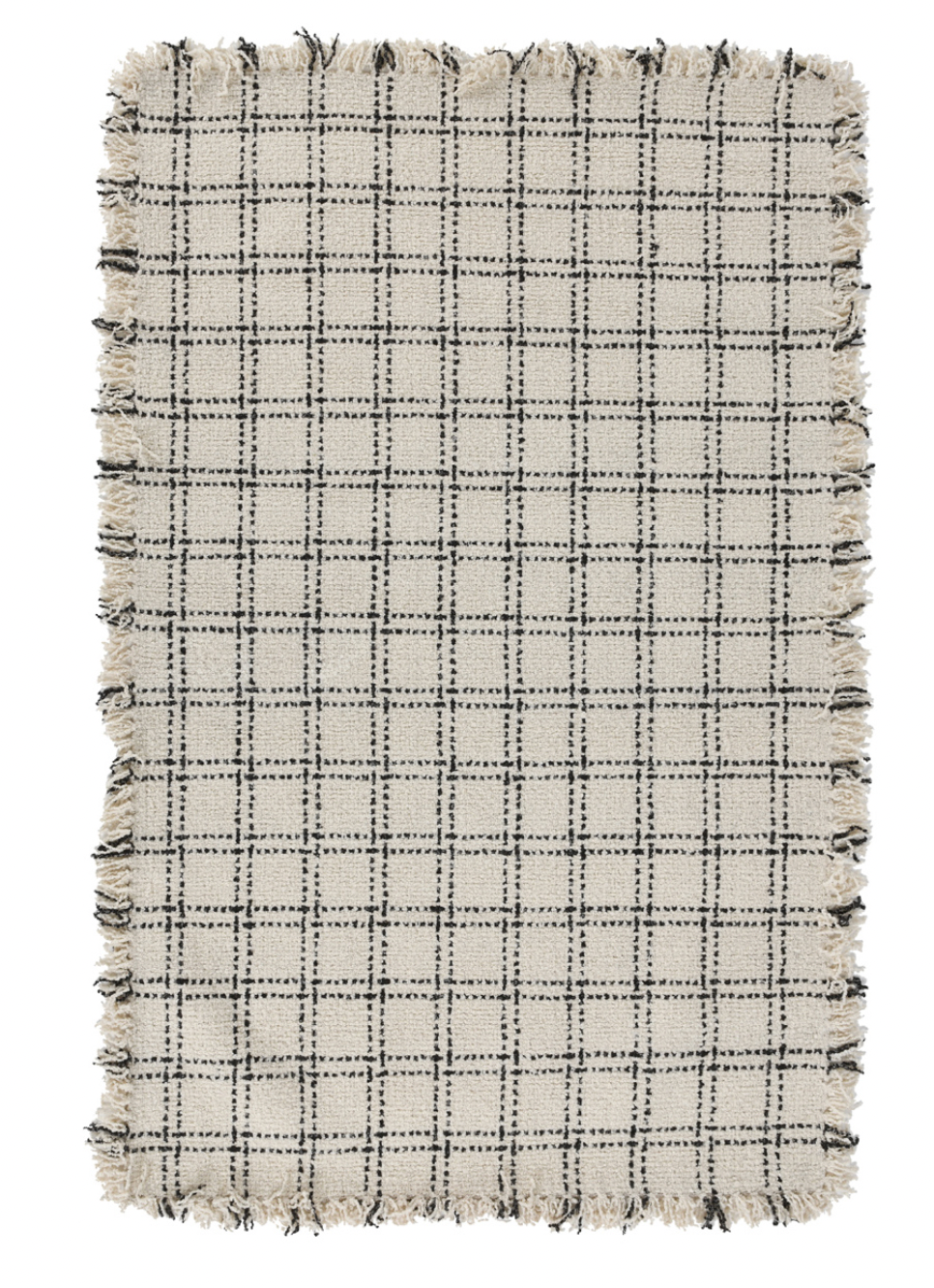 Bradley Hand Spun Wool Rug Ivory Black Check