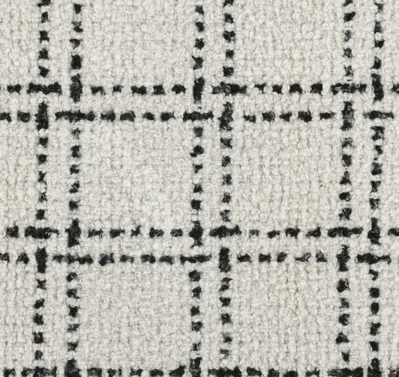 Bradley Hand Spun Wool Rug Ivory Black Check