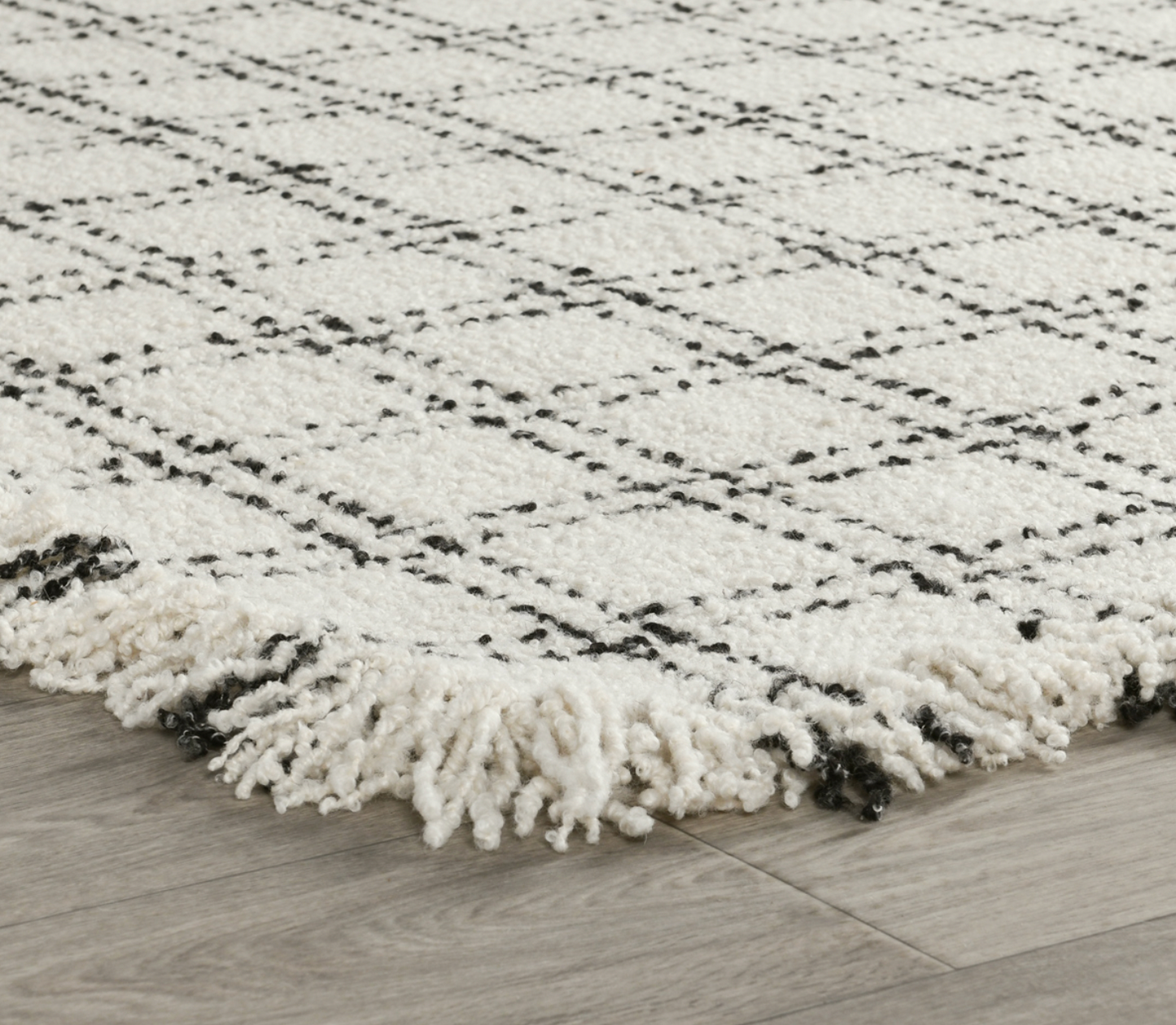 Bradley Hand Spun Wool Rug Ivory Black Check