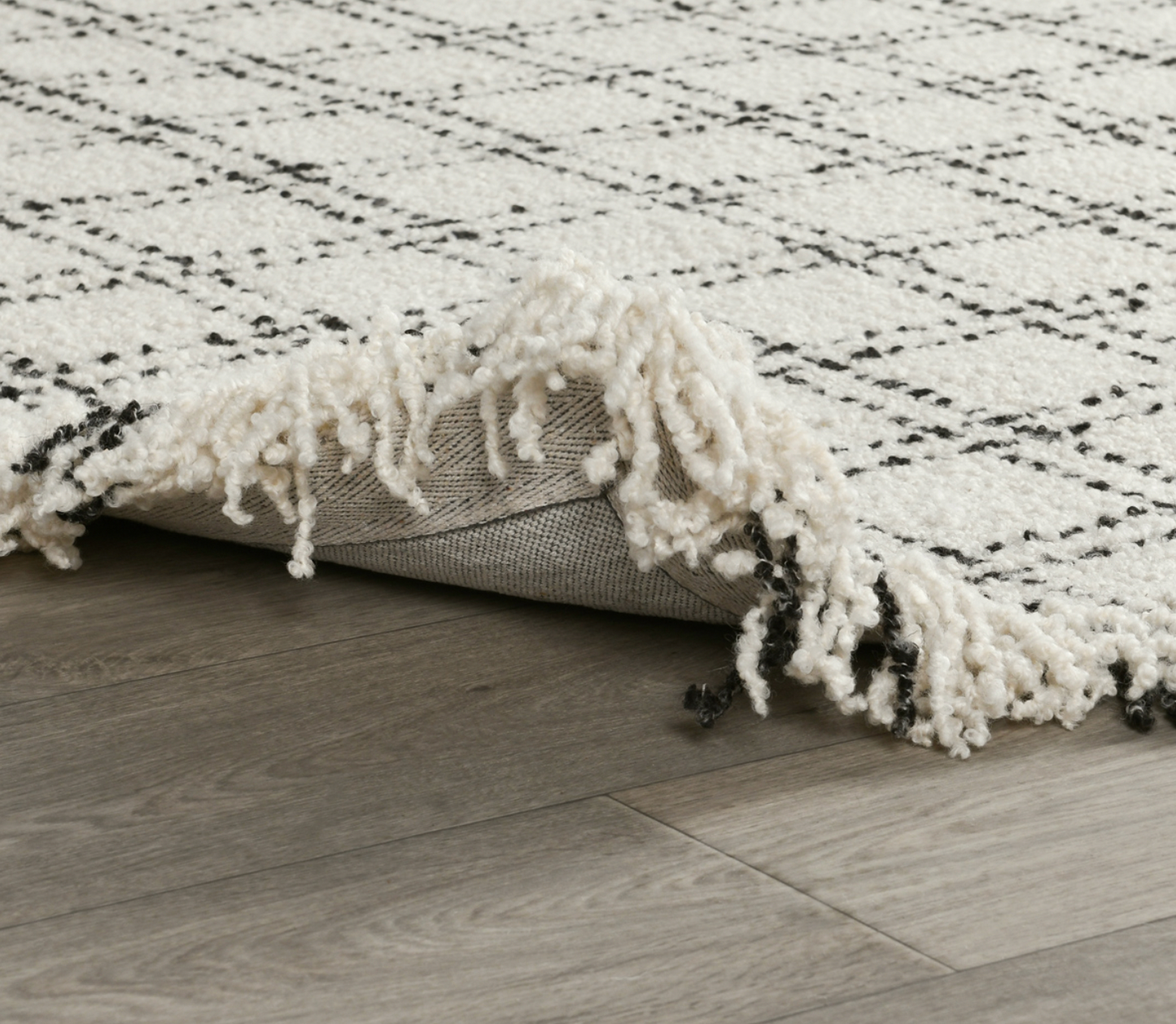 Bradley Hand Spun Wool Rug Ivory Black Check