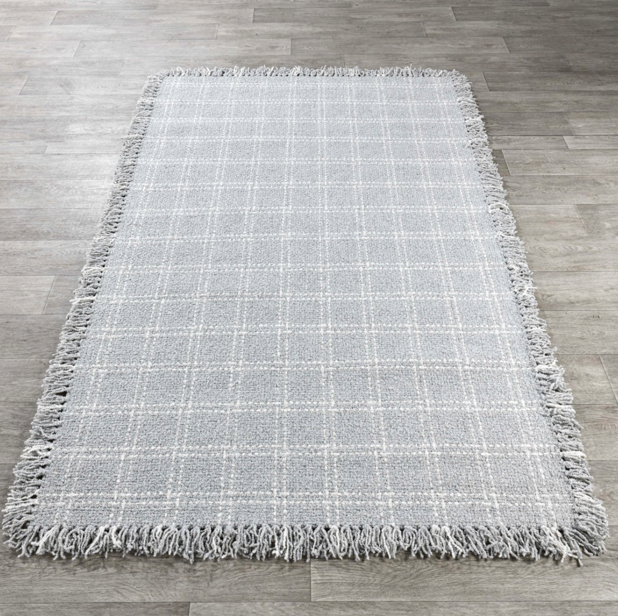 Bradley Hand Spun Wool Rug Pearl Gray Check