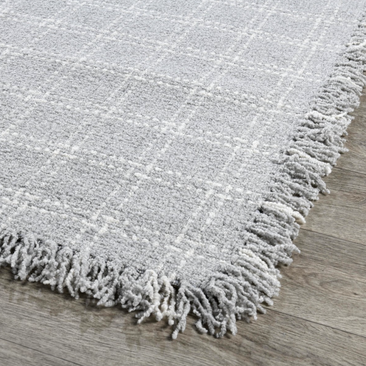 Bradley Hand Spun Wool Rug Pearl Gray Check