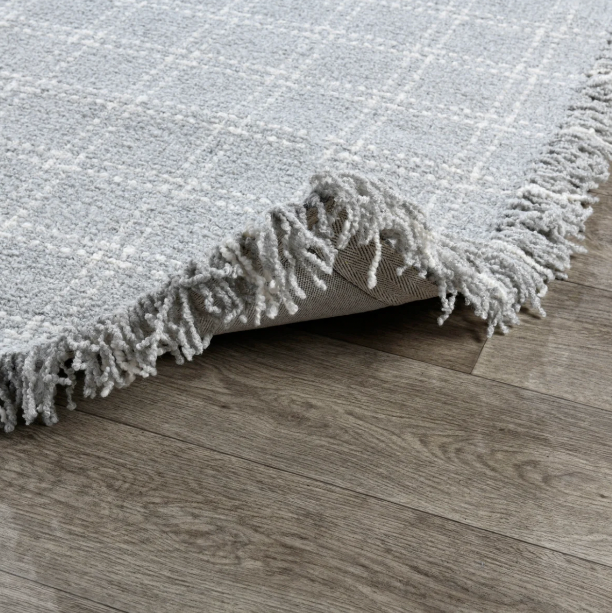 Bradley Hand Spun Wool Rug Pearl Gray Check