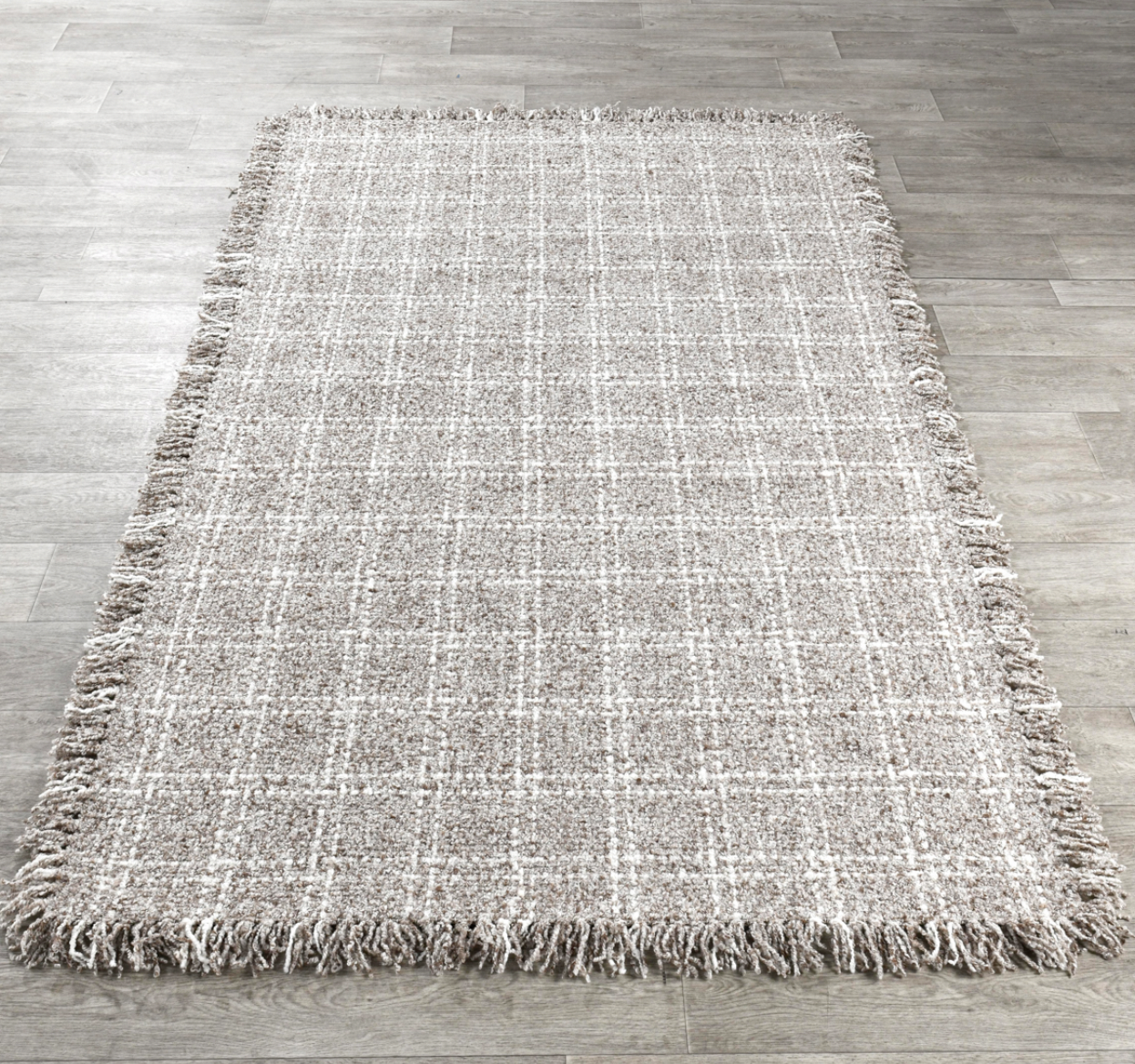 Bradley Hand Spun Wool Rug Natural Ivy Check