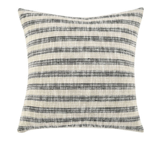 A Loma Beach Natural Black Striped Linen Pillow - Set of Two