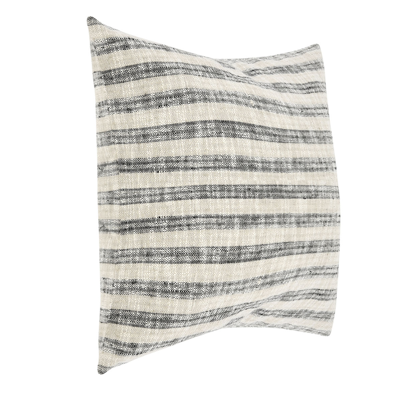 A Loma Beach Natural Black Striped Linen Pillow - Set of Two