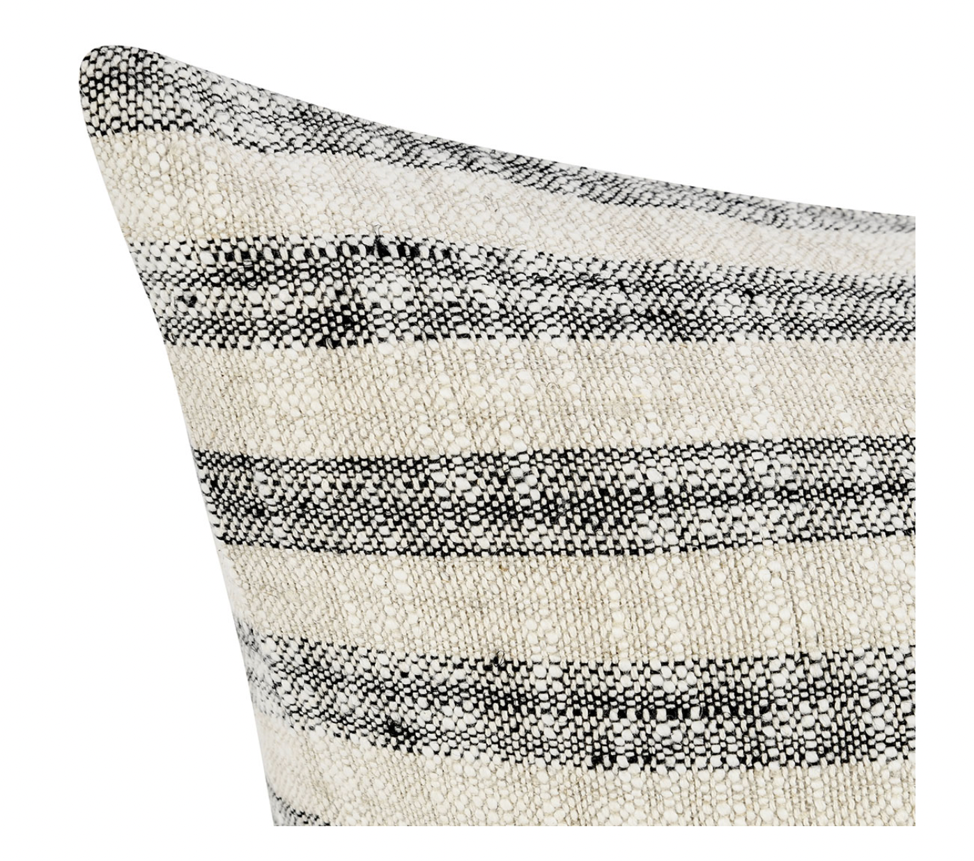 A Loma Beach Natural Black Striped Linen Pillow - Set of Two