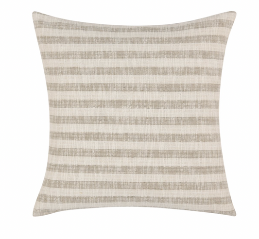 A Loma Beach Natural Ivory Striped Linen Pillow - Set of Two