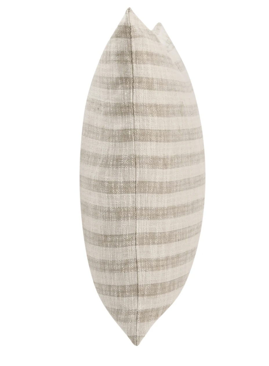 A Loma Beach Natural Ivory Striped Linen Pillow - Set of Two