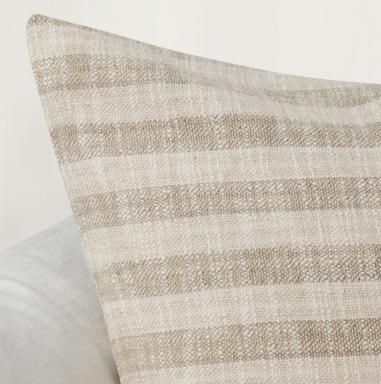 A Loma Beach Natural Ivory Striped Linen Pillow - Set of Two