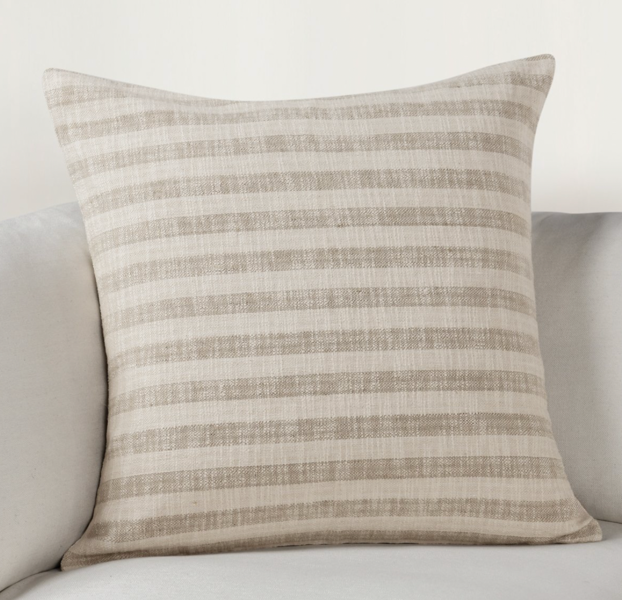 A Loma Beach Natural Ivory Striped Linen Pillow - Set of Two