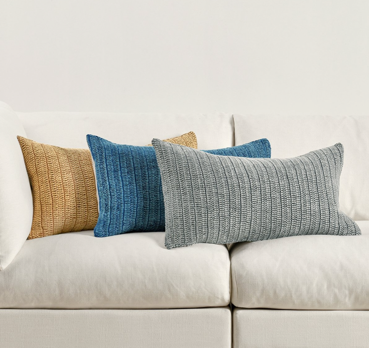 Driftwood Belgian Flax Linen Lumbar Pillow Blue - Set of Two