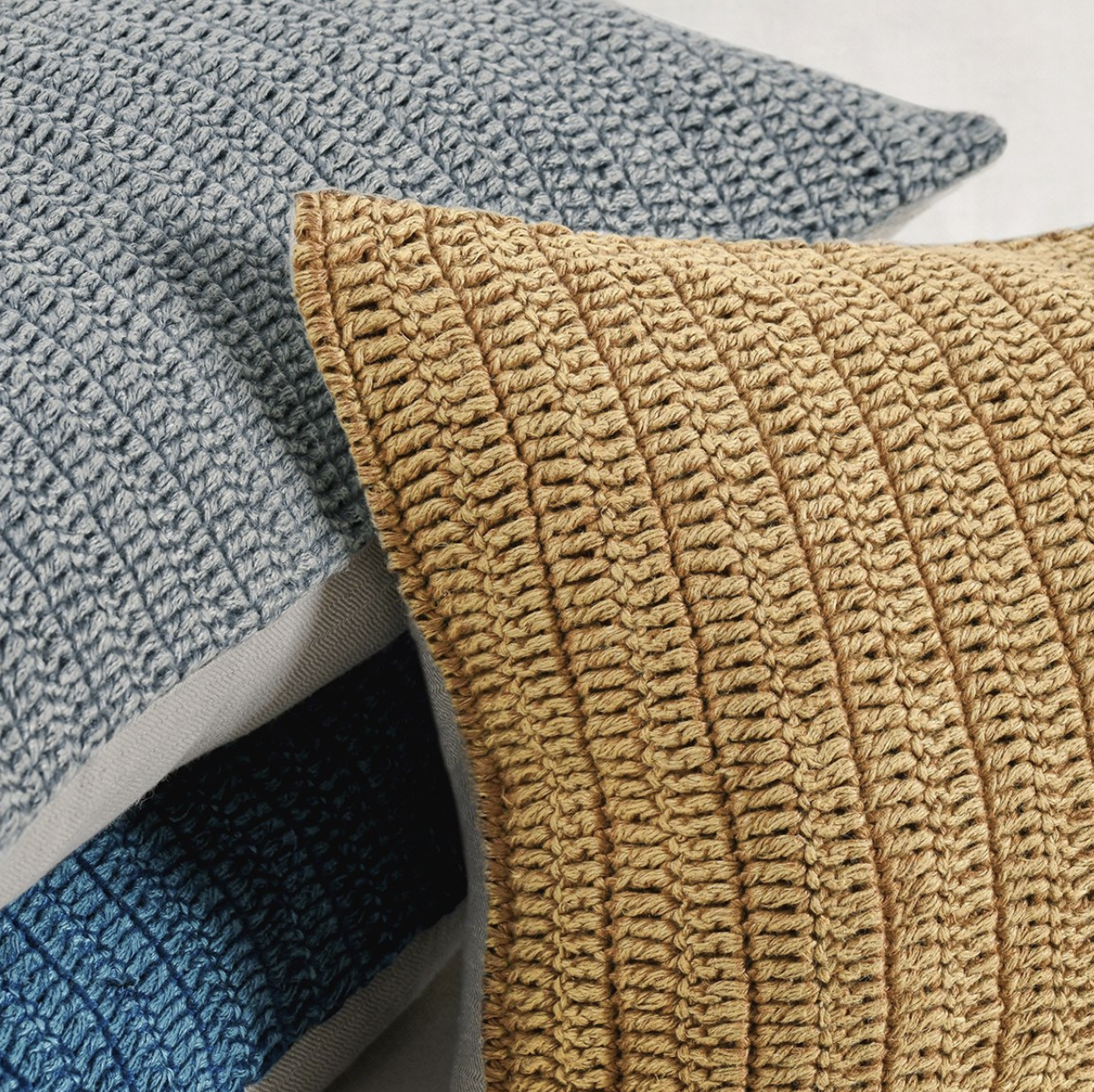 Driftwood Belgian Flax Linen Lumbar Pillow Blue - Set of Two