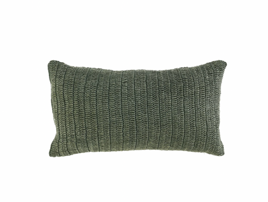 Driftwood Belgian Flax Linen Lumbar Pillow Green - Set of Two