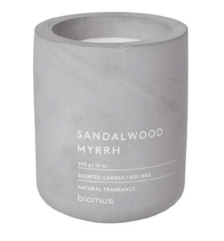 Sandalwood Myrrh Scented Concrete Candle blomus FRAGA