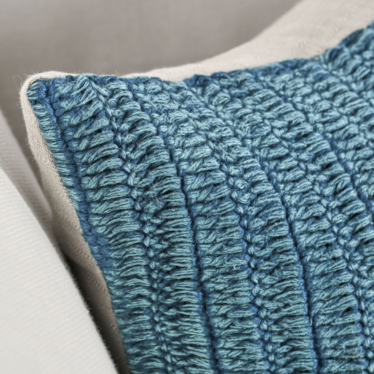 Driftwood Belgian Flax Linen Lumbar Pillow Blue - Set of Two