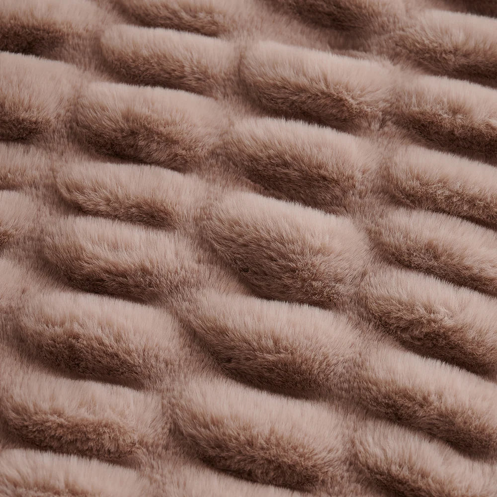 Plush Ruched Double-Sided Throw Blush