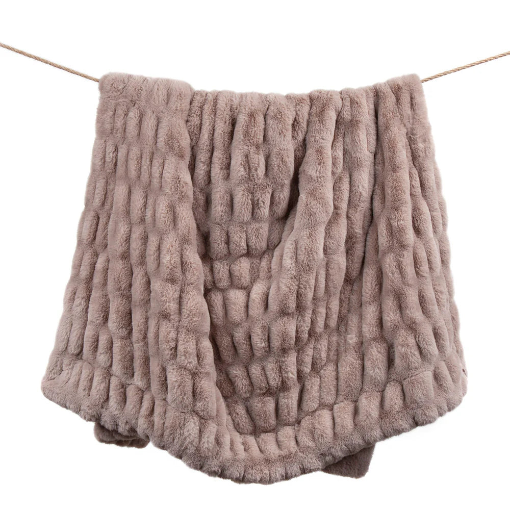 Plush Ruched Double-Sided Throw Blush