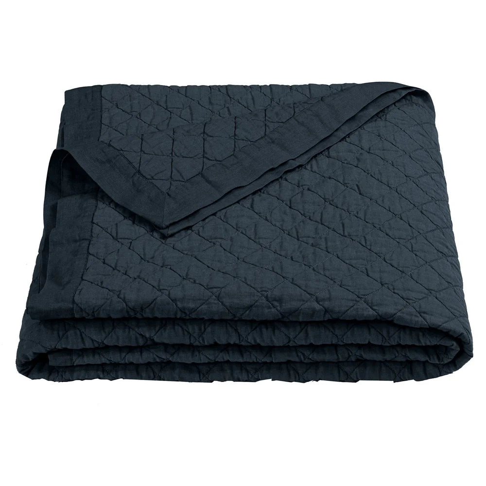 Linen Cotton Diamond Quilt Navy